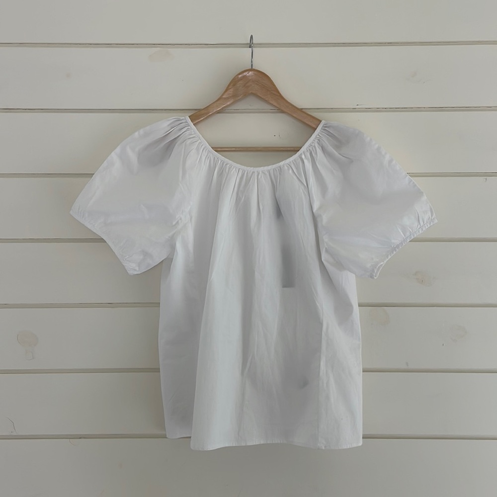 J. Crew Cotton V Back Short Sleeve Blouse size 10